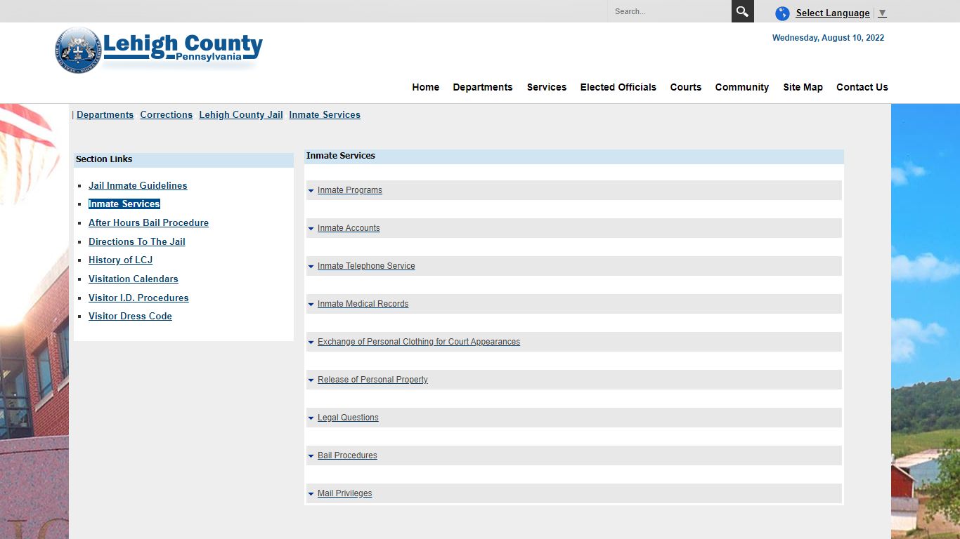Inmate Services - Lehigh County, Pennsylvania